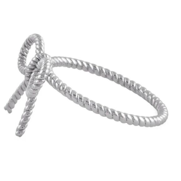 Twisted Elegance: Sterling Silver Rope Knot Bow Ring Size 8 New - Picture 4 of 4
